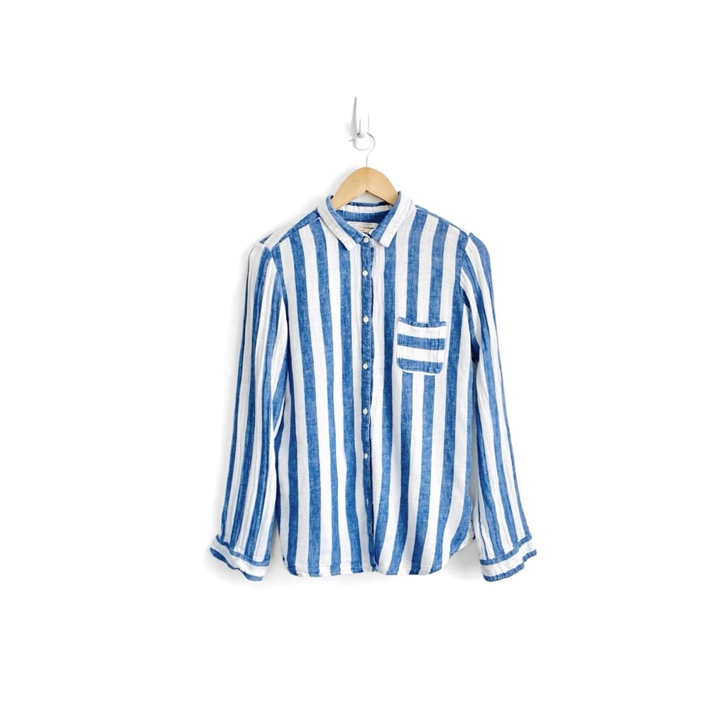 Scotch & Soda Striped Linen Blend Button-Up Shirt